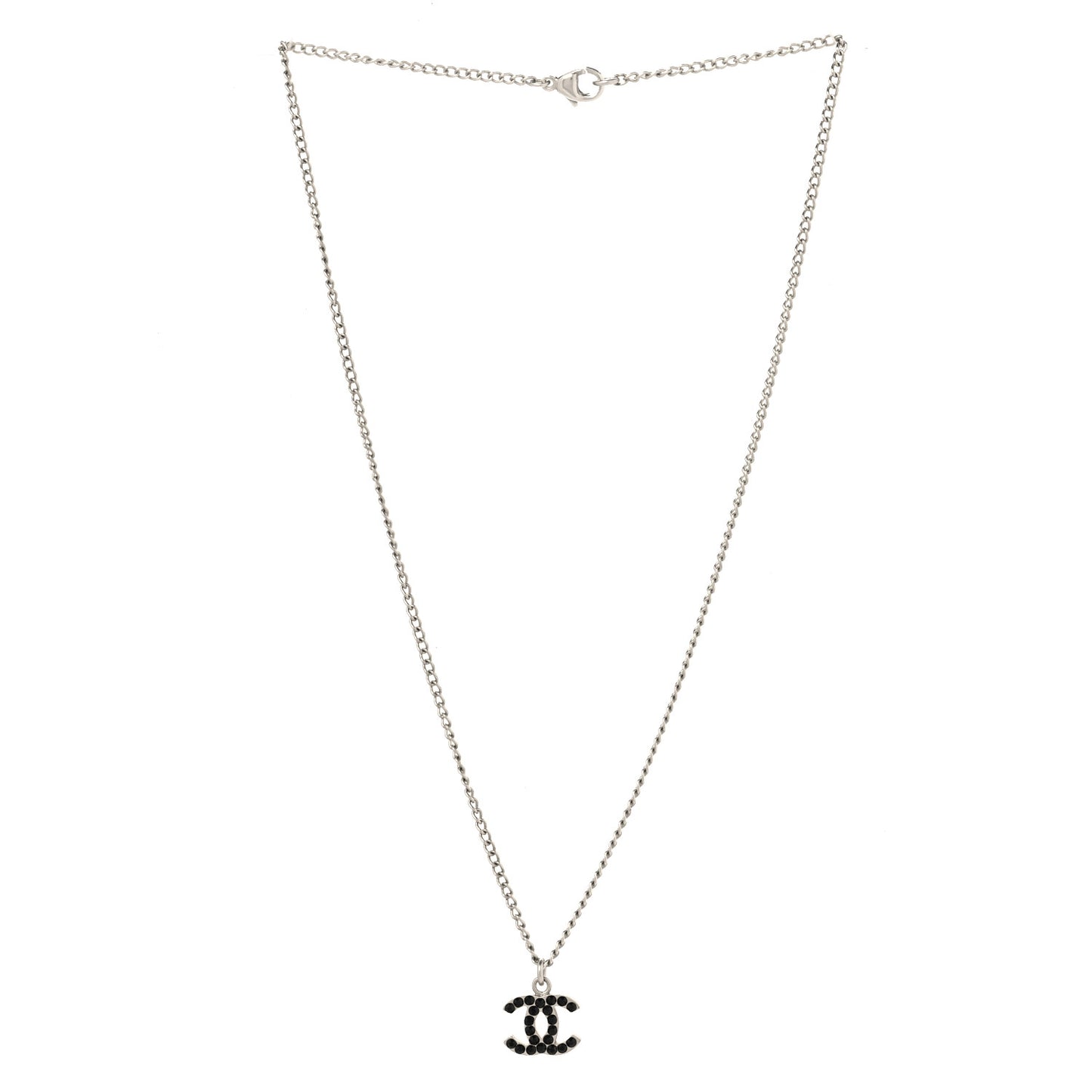 Crystal CC Necklace Silver Black