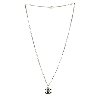 Chanel Crystal CC Necklace Silver Black 3 of 4