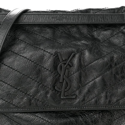 Saint Laurent Crinkled Calfskin Matelasse Monogram Large Niki Chain Satchel Black 8 of 10