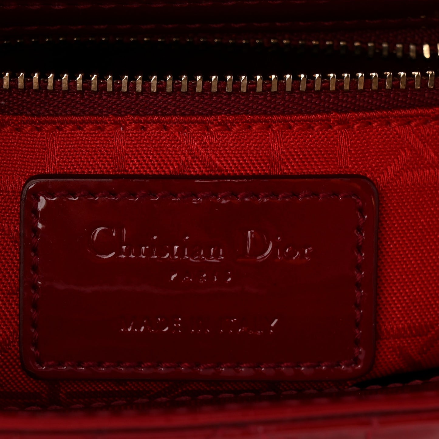 Patent Cannage Mini Lady Dior Red