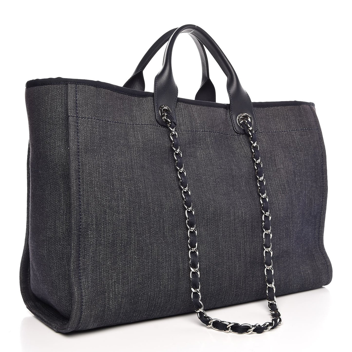 Denim Large Deauville Tote Blue Orange