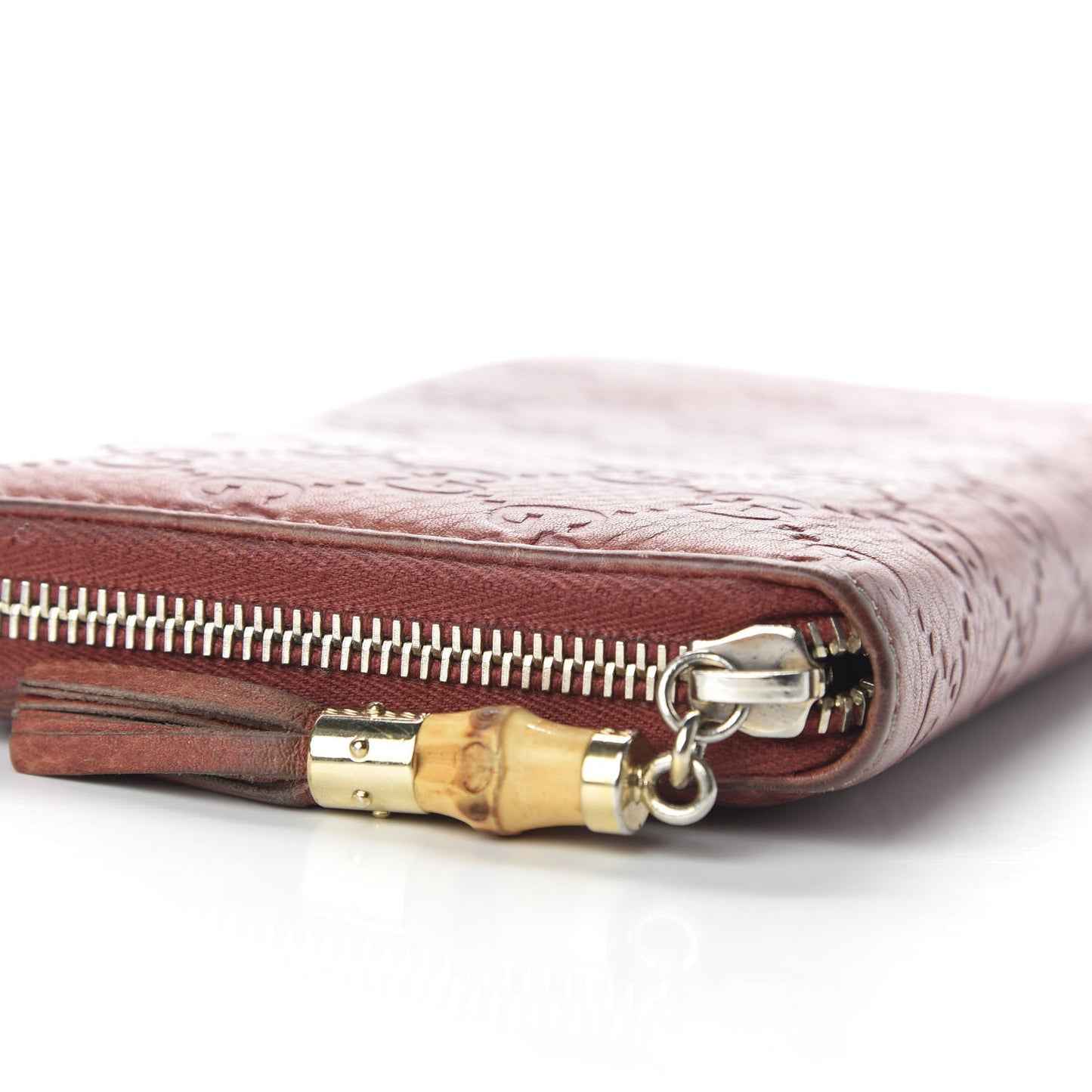 Guccissima Bamboo Tassel Zip Around Wallet Orange