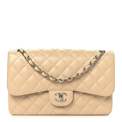 Chanel Caviar Quilted Jumbo Double Flap Beige 1 of 11