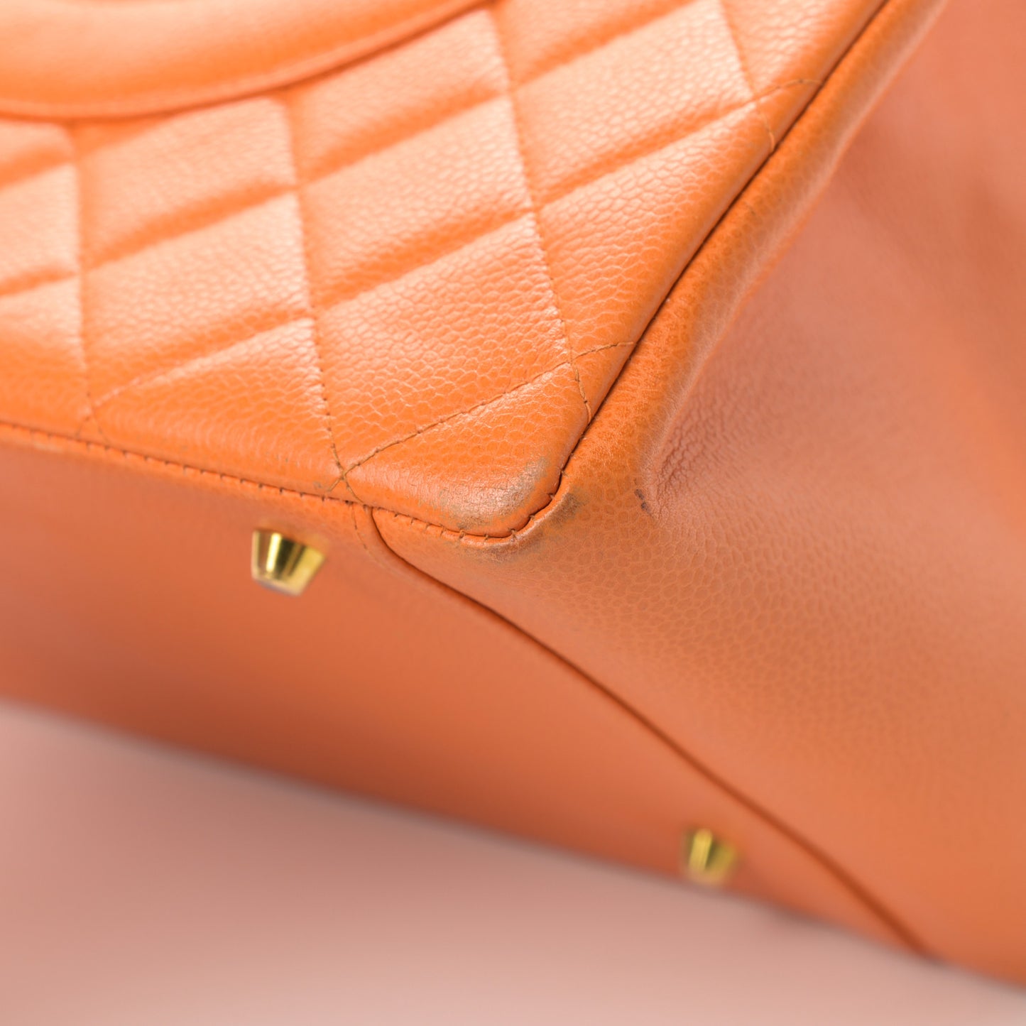 Caviar Quilted Grand Shopping Tote GST Orange