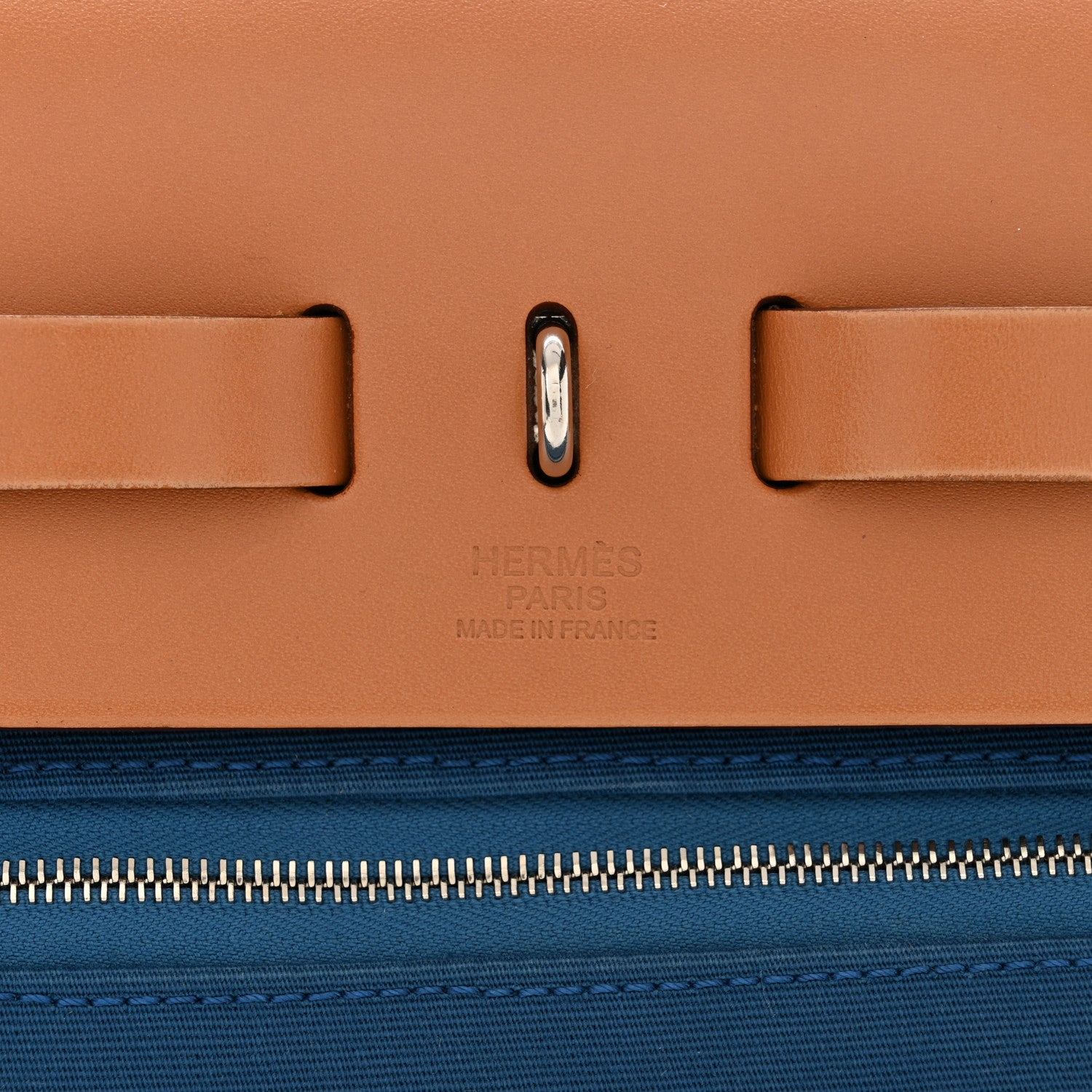 Hermes Vache Hunter Toile Herbag Zip 31 PM Bleu Natural 7 of 11