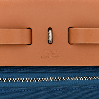 Hermes Vache Hunter Toile Herbag Zip 31 PM Bleu Natural 7 of 11