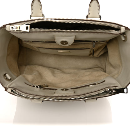 Prada City Calf Small Hand Stitched Galleria Double Zip Tote White 4 of 8