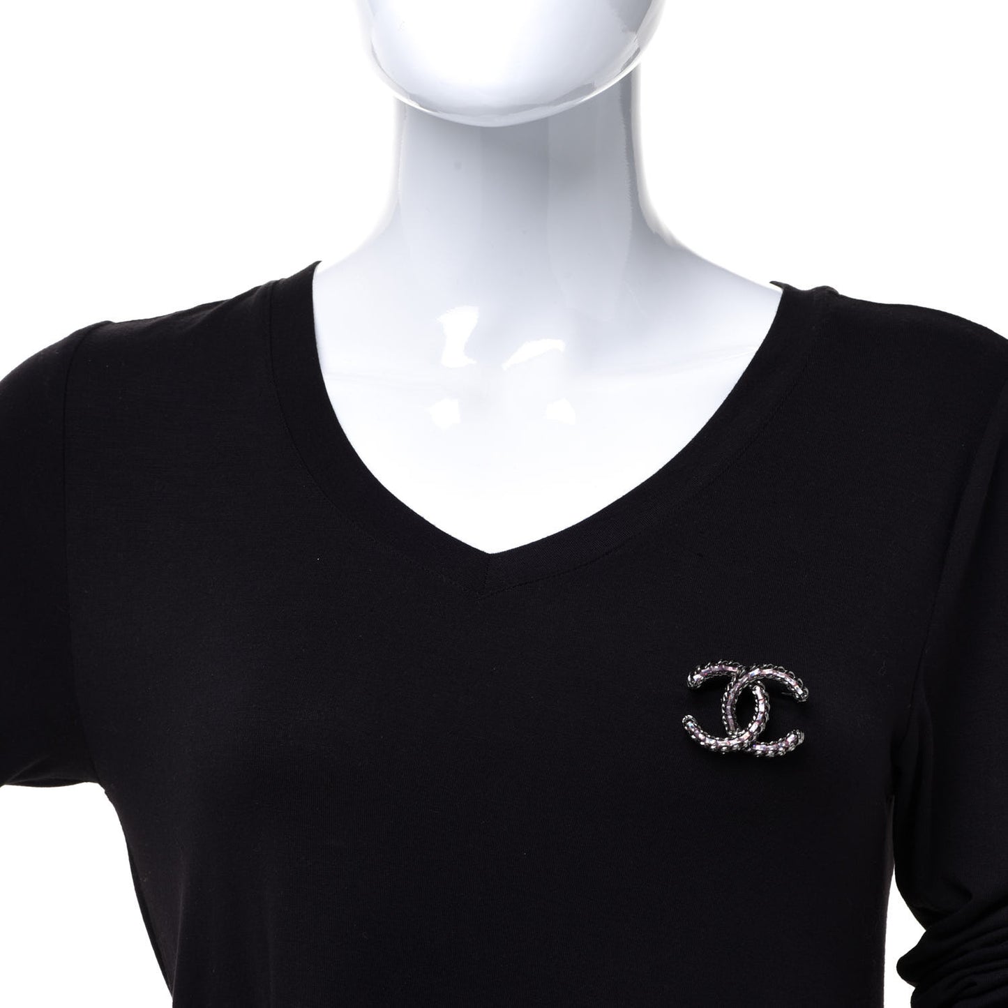 Ruthenium Enamel CC Brooch Iridescent Blue