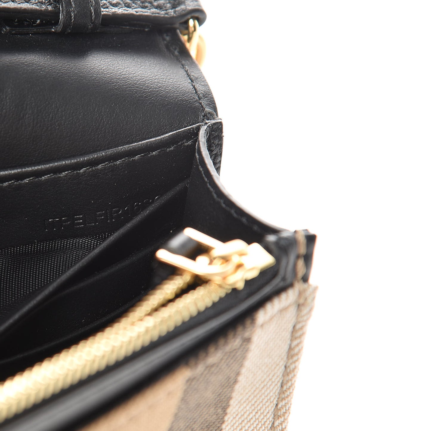 Derby Calfskin House Check Wallet On Chain Black