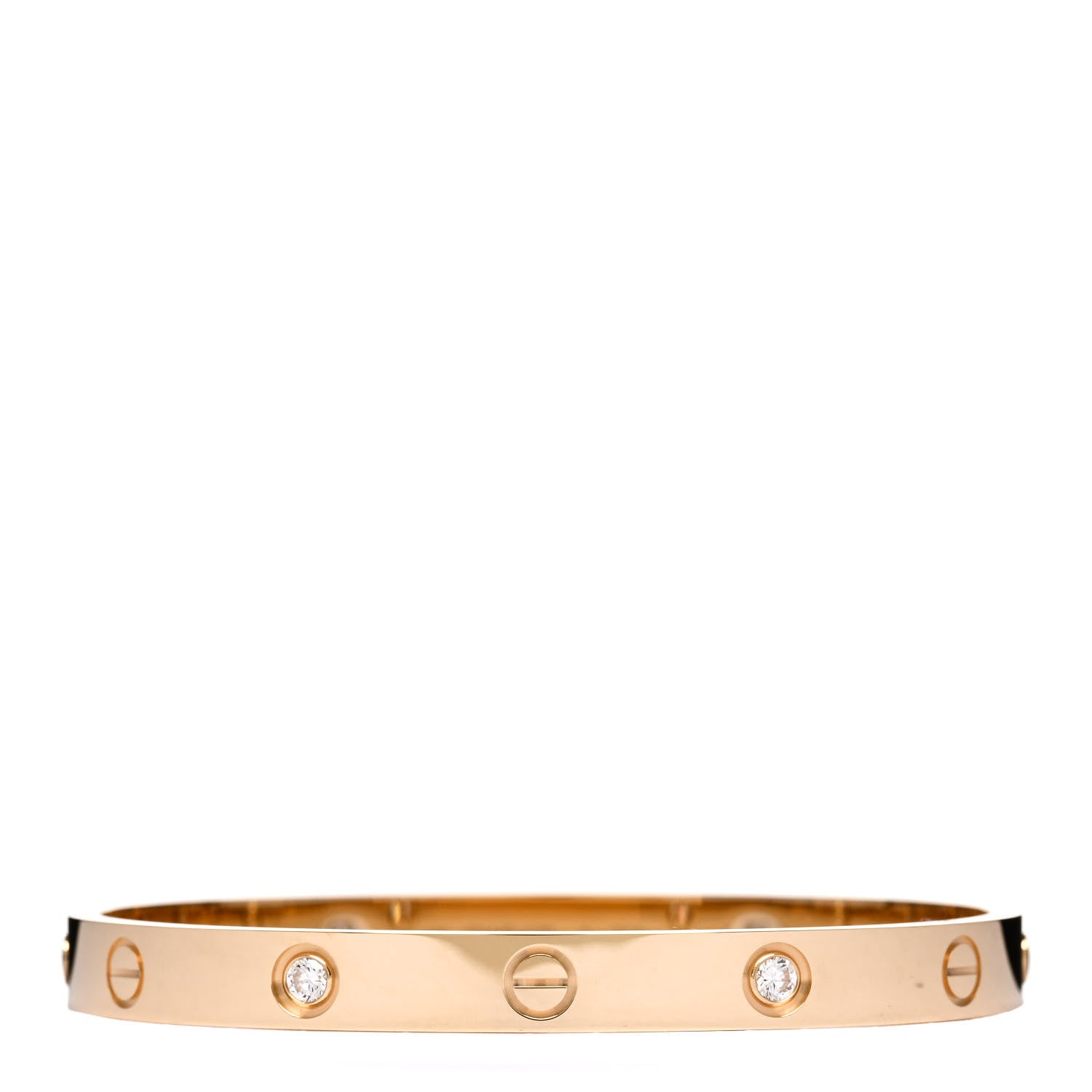 Cartier 18K Yellow Gold 4 Diamond LOVE Bracelet 17 1 of 5