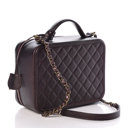 Chanel Caviar Quilted Large CC Filigree Vanity Case Burgundy 3 of 10