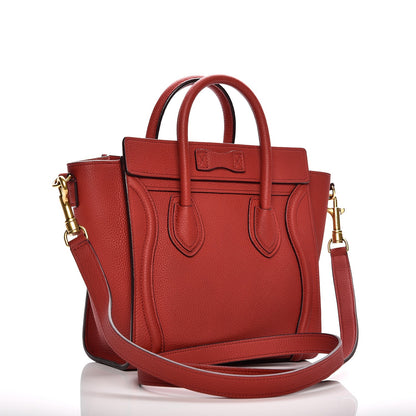 Celine Baby Grained Calfskin Nano Luggage Red 4 of 10