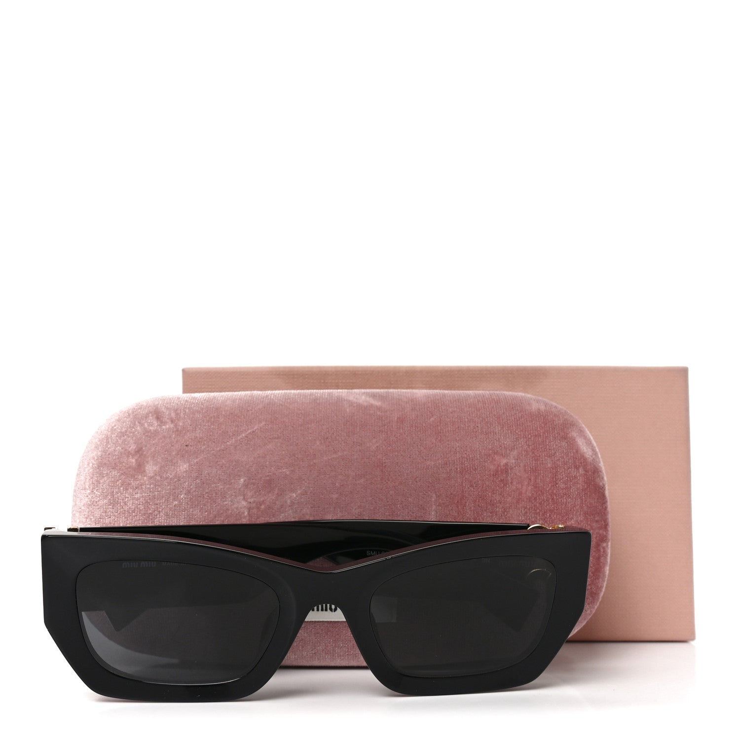 Miu Miu Acetate Rectangle Sunglasses SMU 09W Black 7 of 7