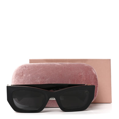 Miu Miu Acetate Rectangle Sunglasses SMU 09W Black 7 of 7