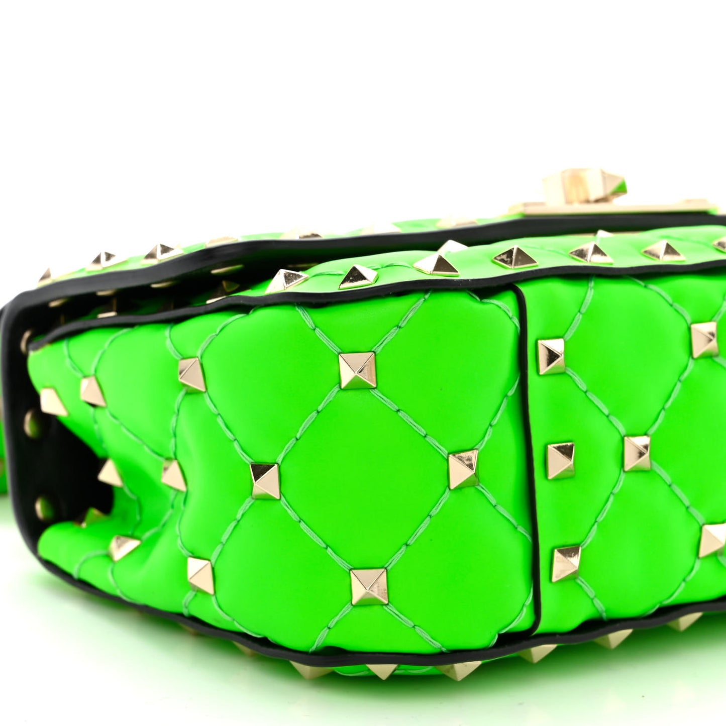 Calfskin Mini Rockstud Spike Shoulder Bag Fluo Green