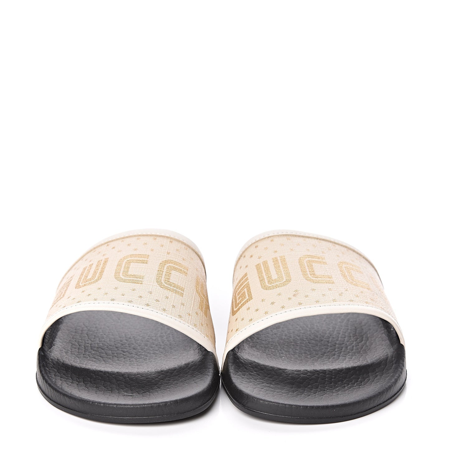 X SEGA Supreme Canvas GUCCY Stars Womens Slide Sandals 39 Mystic White Gold