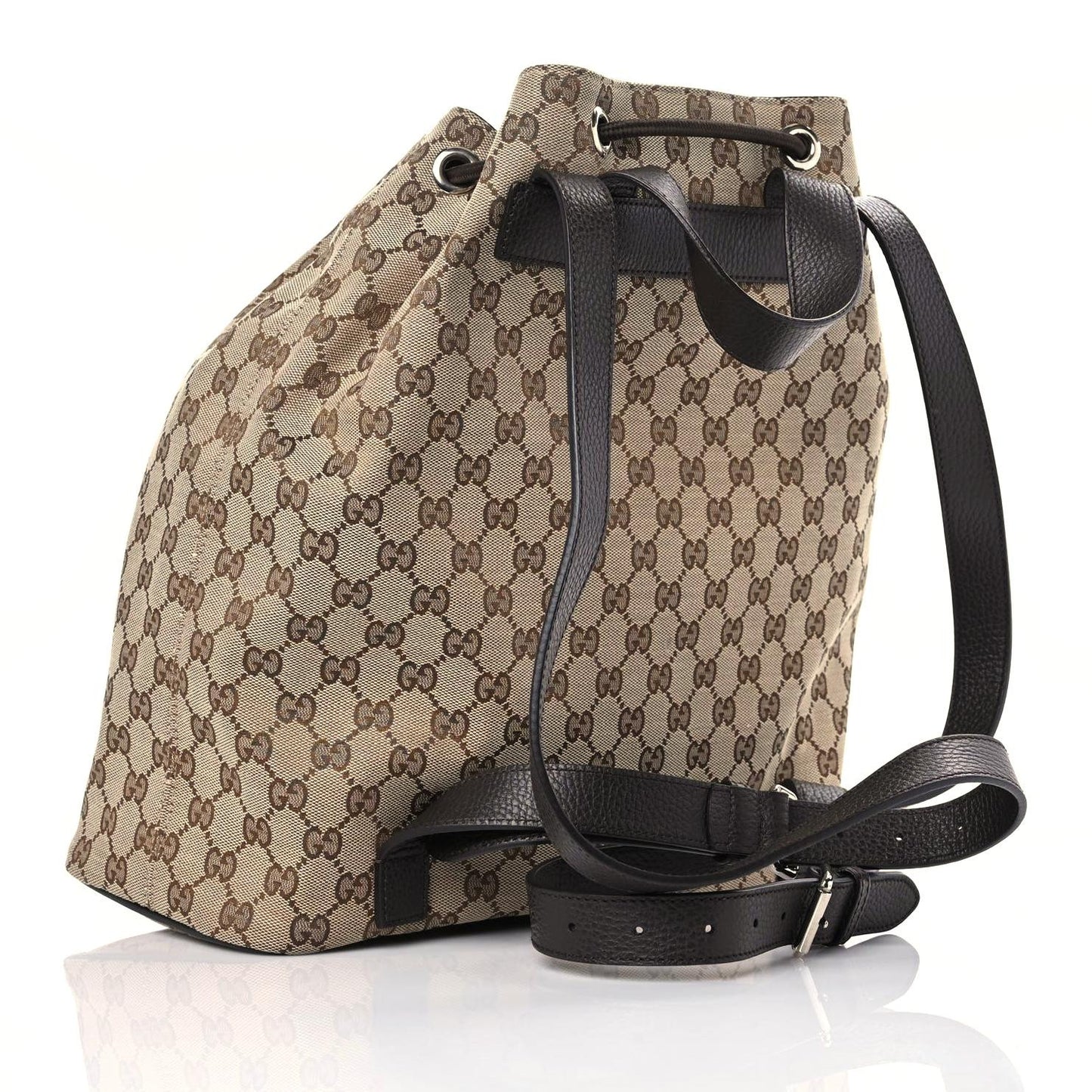 Monogram Dollar Calfskin O Drawstring Backpack Beige Ebony Testa di Moro Dark Chocolate
