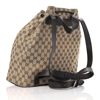 Gucci Monogram Dollar Calfskin O Drawstring Backpack Beige Ebony Testa di Moro Dark Chocolate 3 of 12