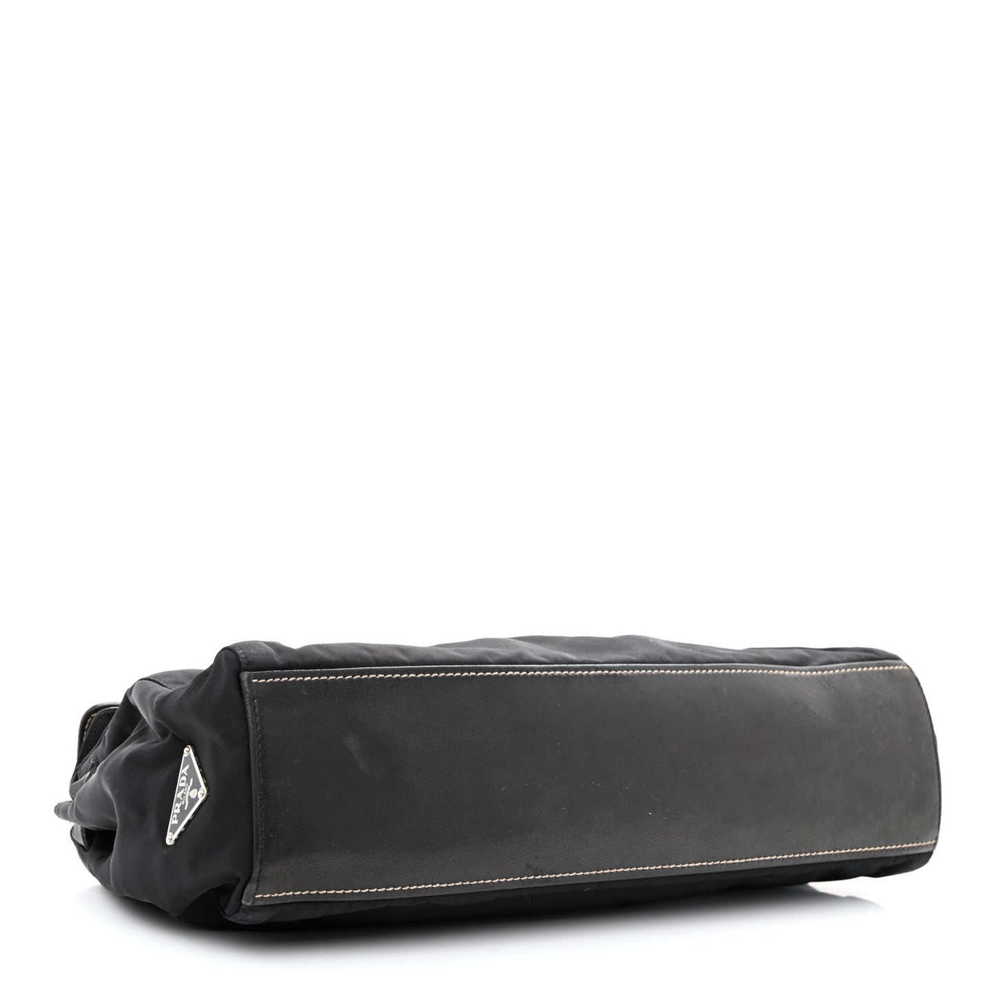 Tessuto Nylon Vitello Foldover Pushlock Satchel Black