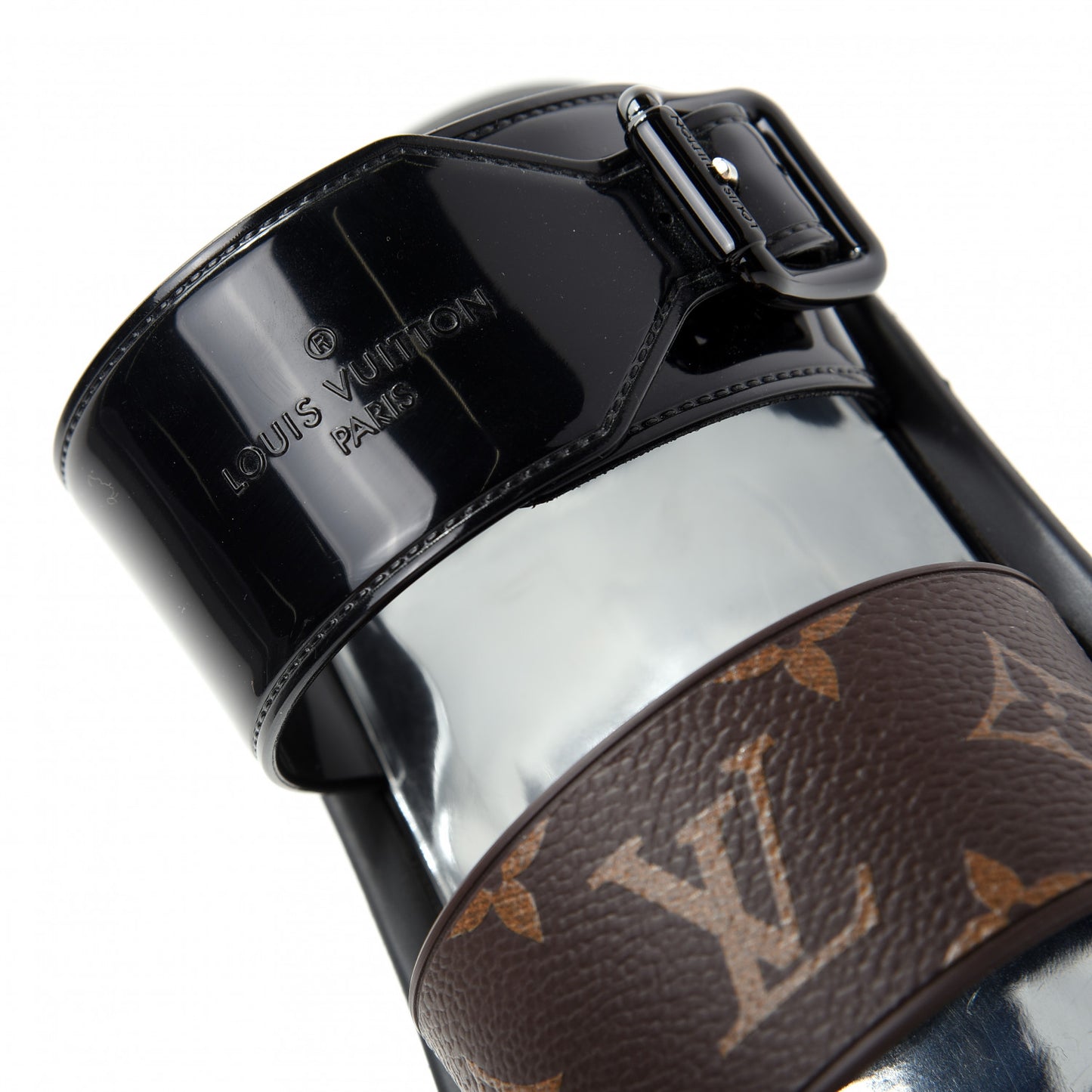 Monogram Sunbath Flat Mule Sandals 36 Black