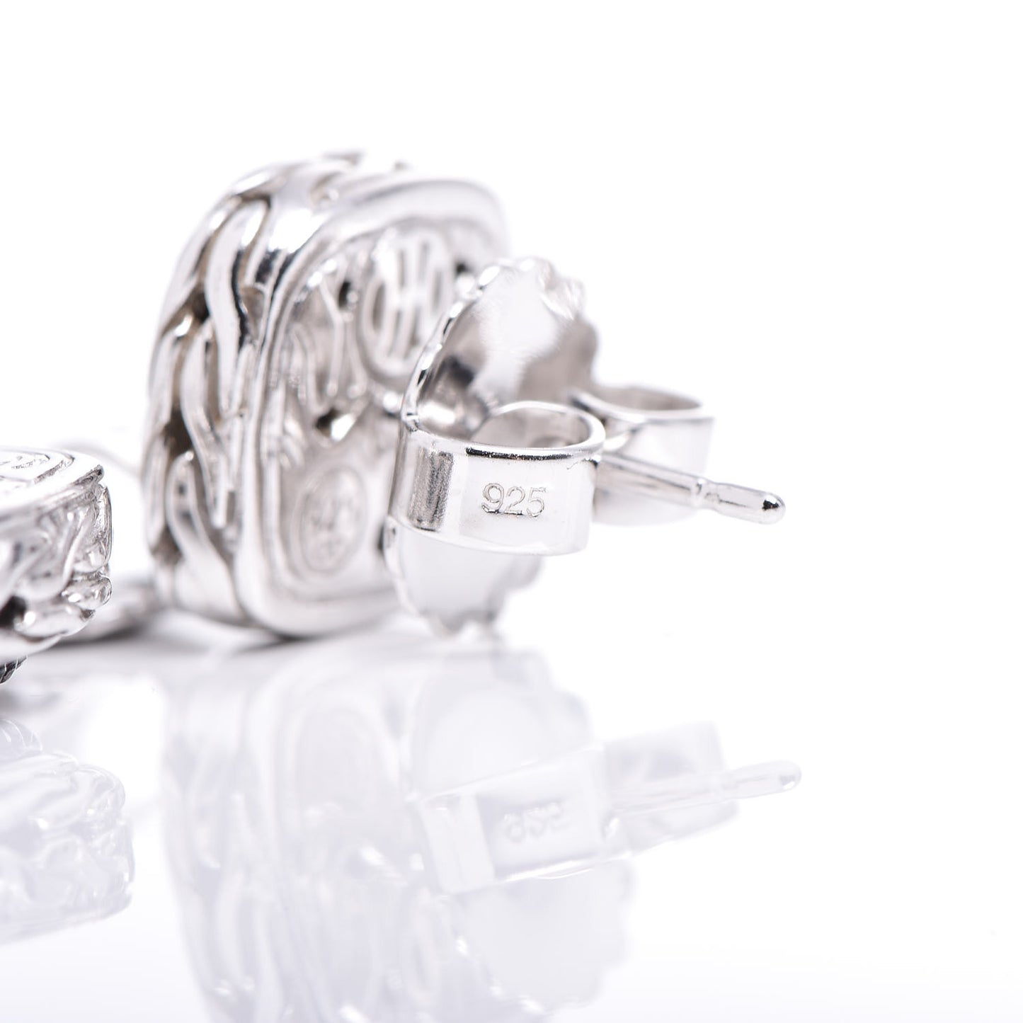 Sterling Silver Black Sapphire Kali Lava Classic Chain Square Earrings