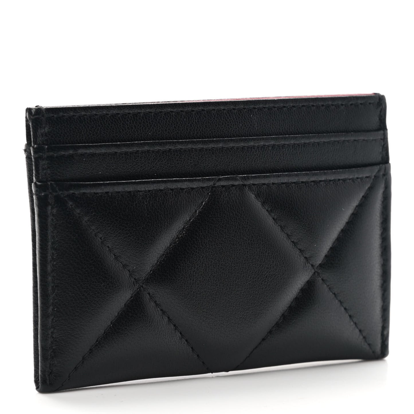 Lambskin Quilted Chanel 19 Card Holder Black