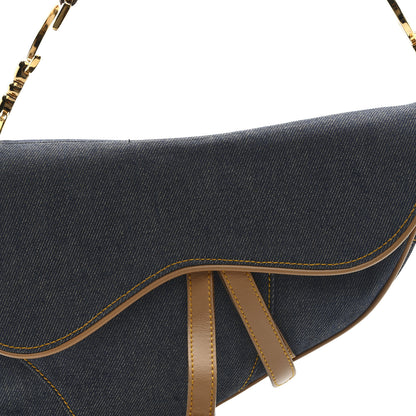 Christian Dior Denim Calfskin Saddle Bag Blue 8 of 10