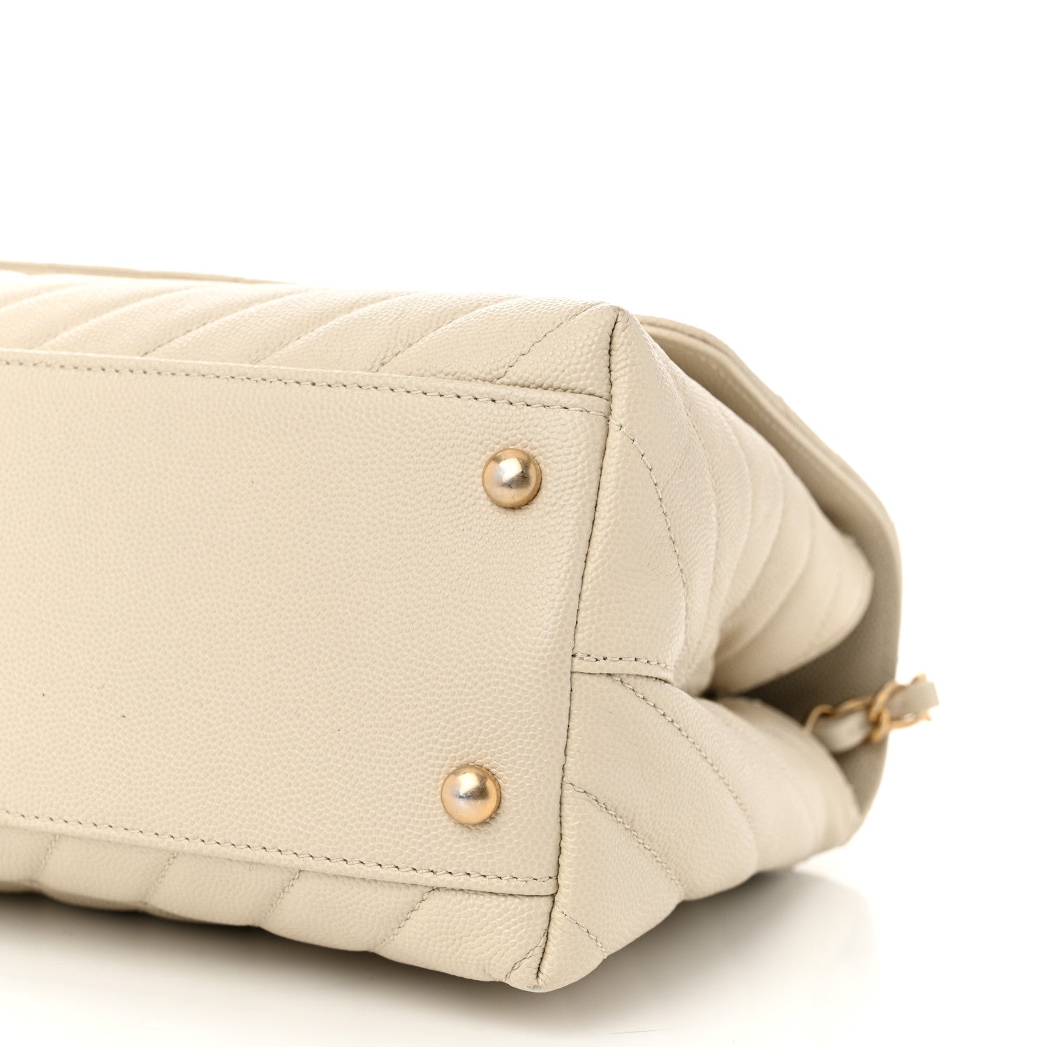 Chanel Caviar Lizard Chevron Quilted Small Coco Handle Flap Ivory 10 of 10
