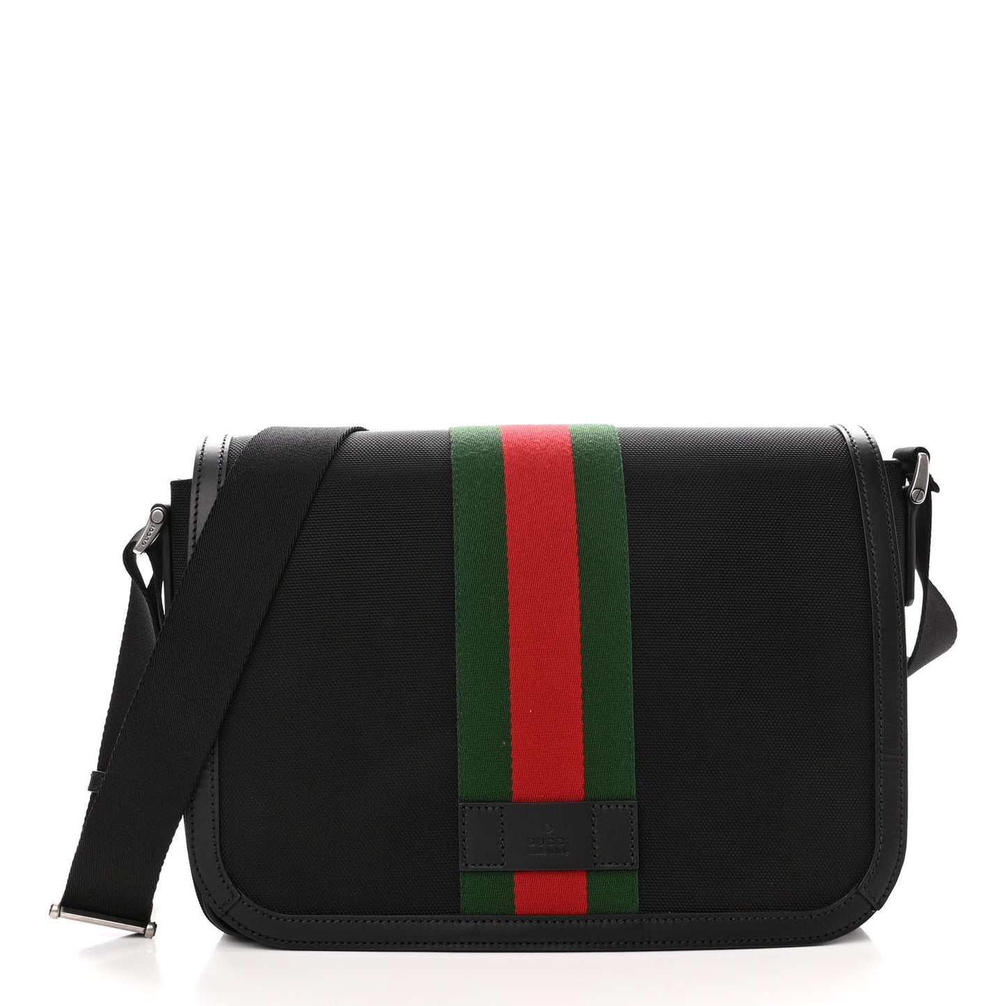 Techno Canvas Web Flap Messenger Bag Black