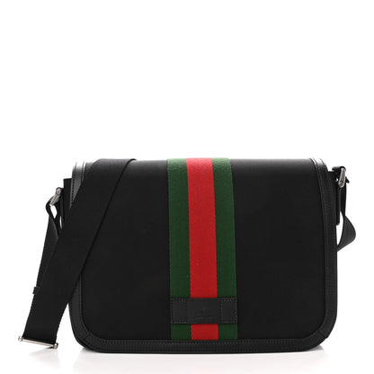 Gucci Techno Canvas Web Flap Messenger Bag Black 1 of 10
