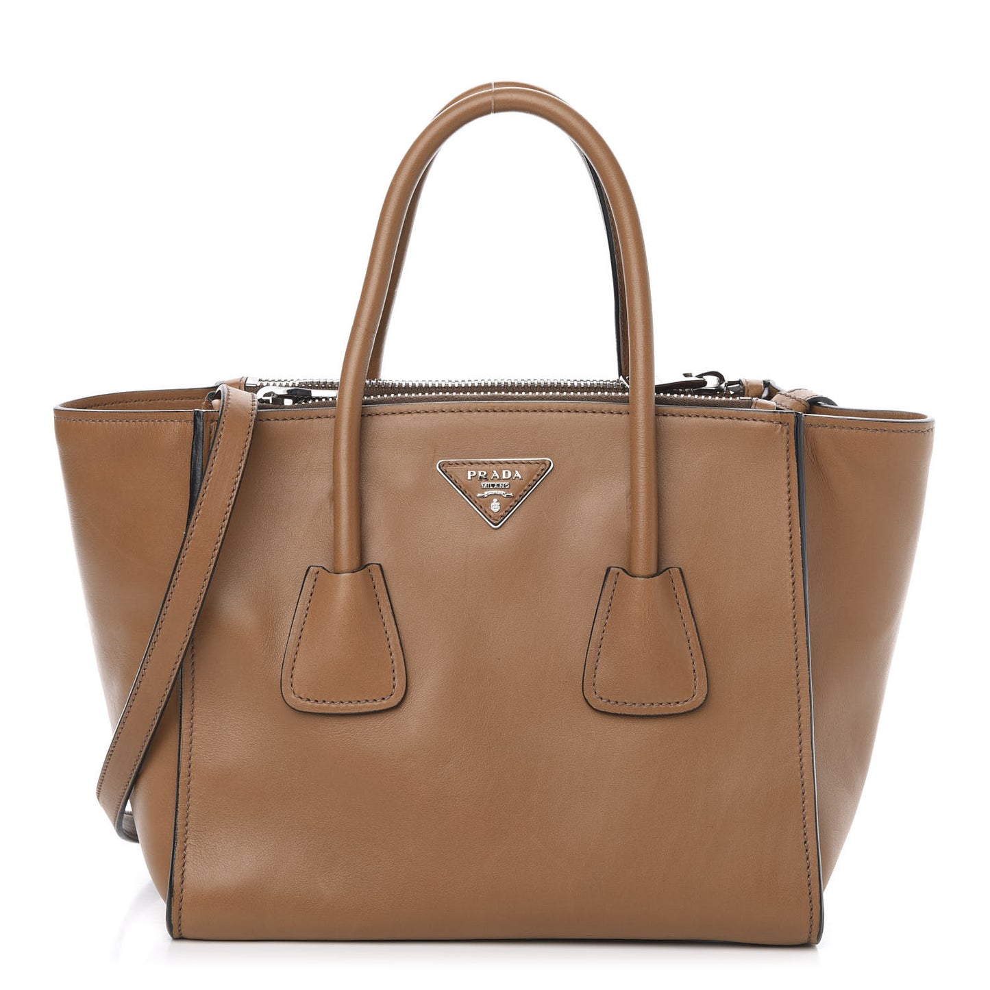 City Calf Twin Pocket Tote Cannella