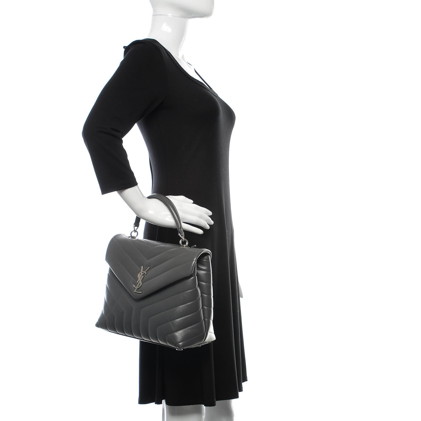 Calfskin Y Quilted Monogram Medium Loulou Satchel Kaki Fonce