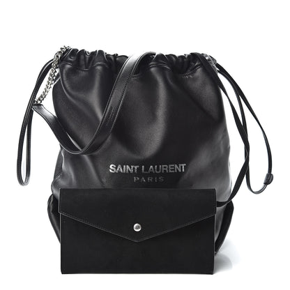 Saint Laurent Lambskin Teddy Drawstring Bag Black 1 of 10