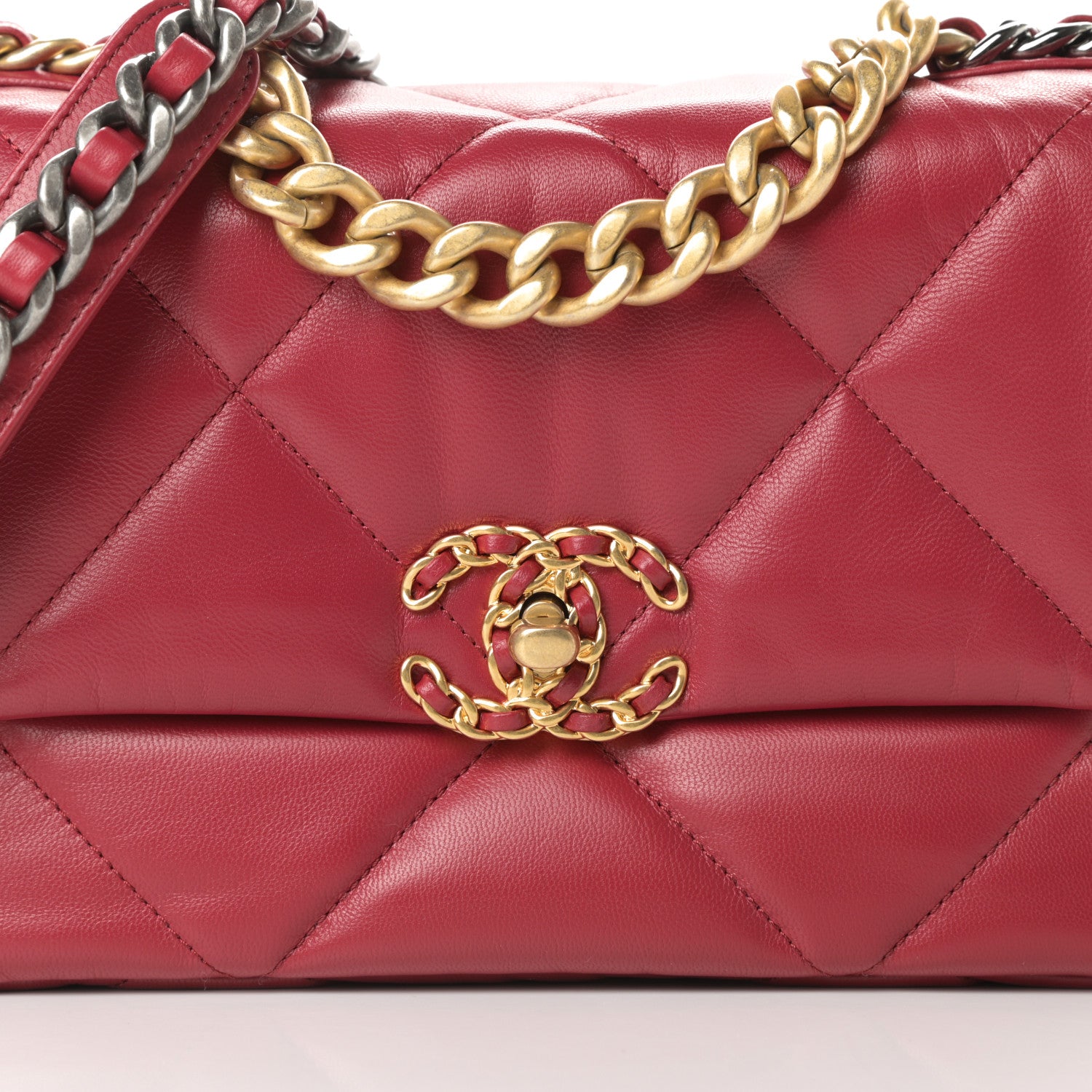 Chanel Goatskin Quilted Medium Chanel 19 Flap Red 8 of 11