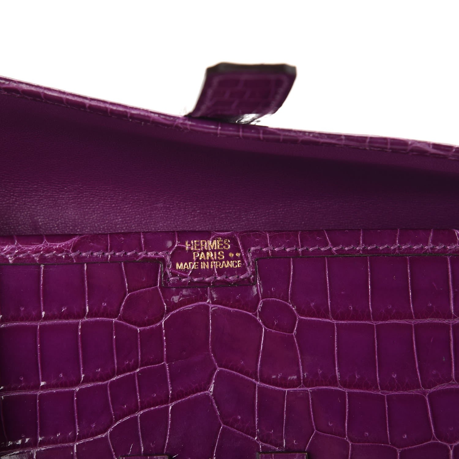 Hermes Shiny Niloticus Crocodile Mini Jige Elan Clutch Violet 5 of 7