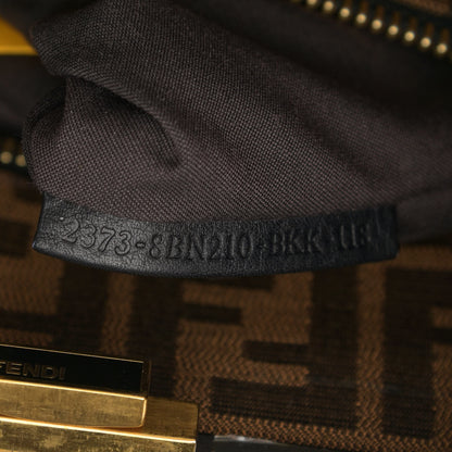 Fendi Goatskin Zucca Large Peekaboo Iconic Satchel Black Tobacco 8 of 12