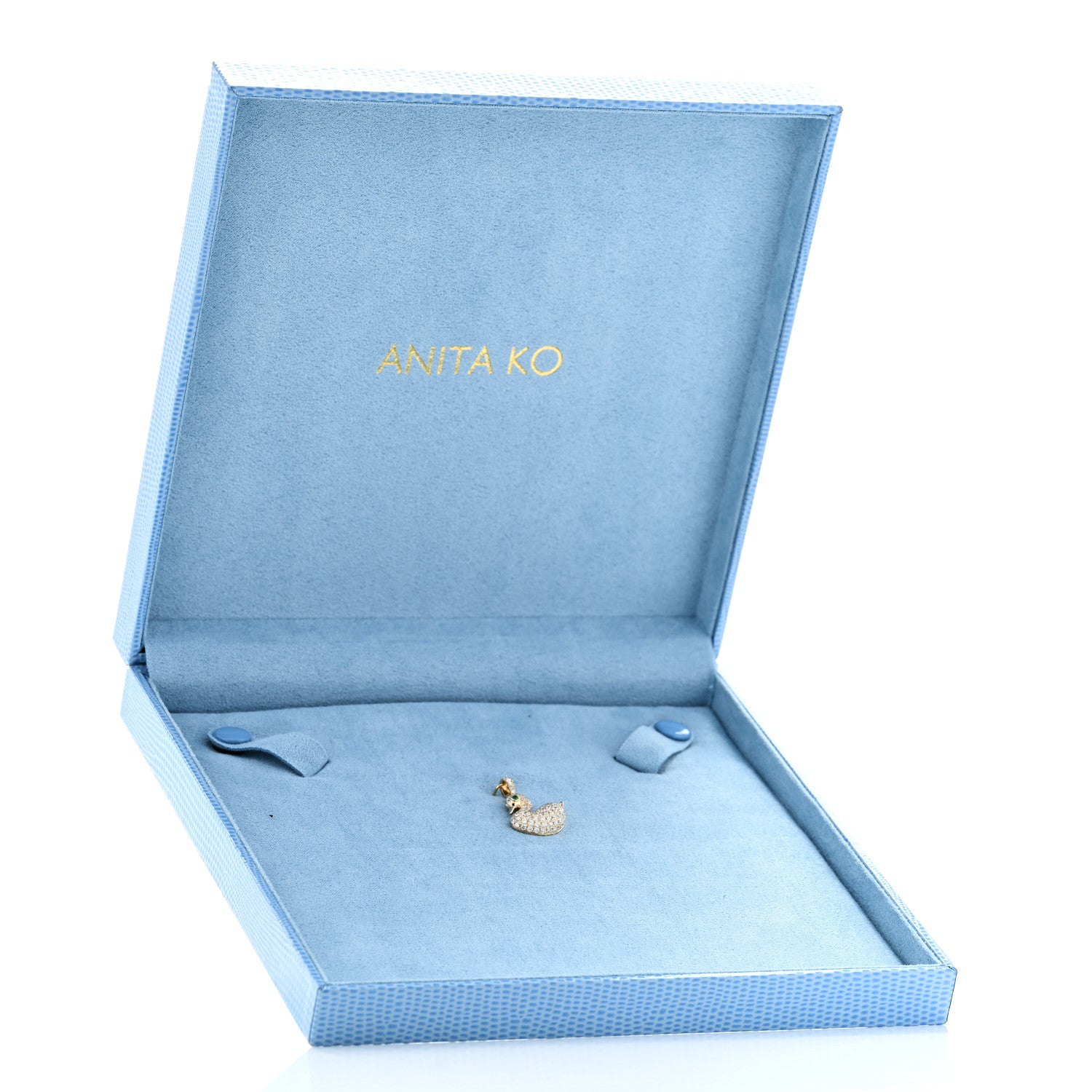 Anita Ko 18K Yellow Gold Diamond Emerald Swan Pendant 5 of 5