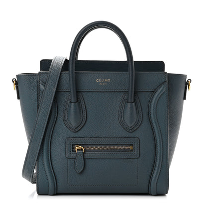Celine Drummed Calfskin Nano Luggage Blue 1 of 7