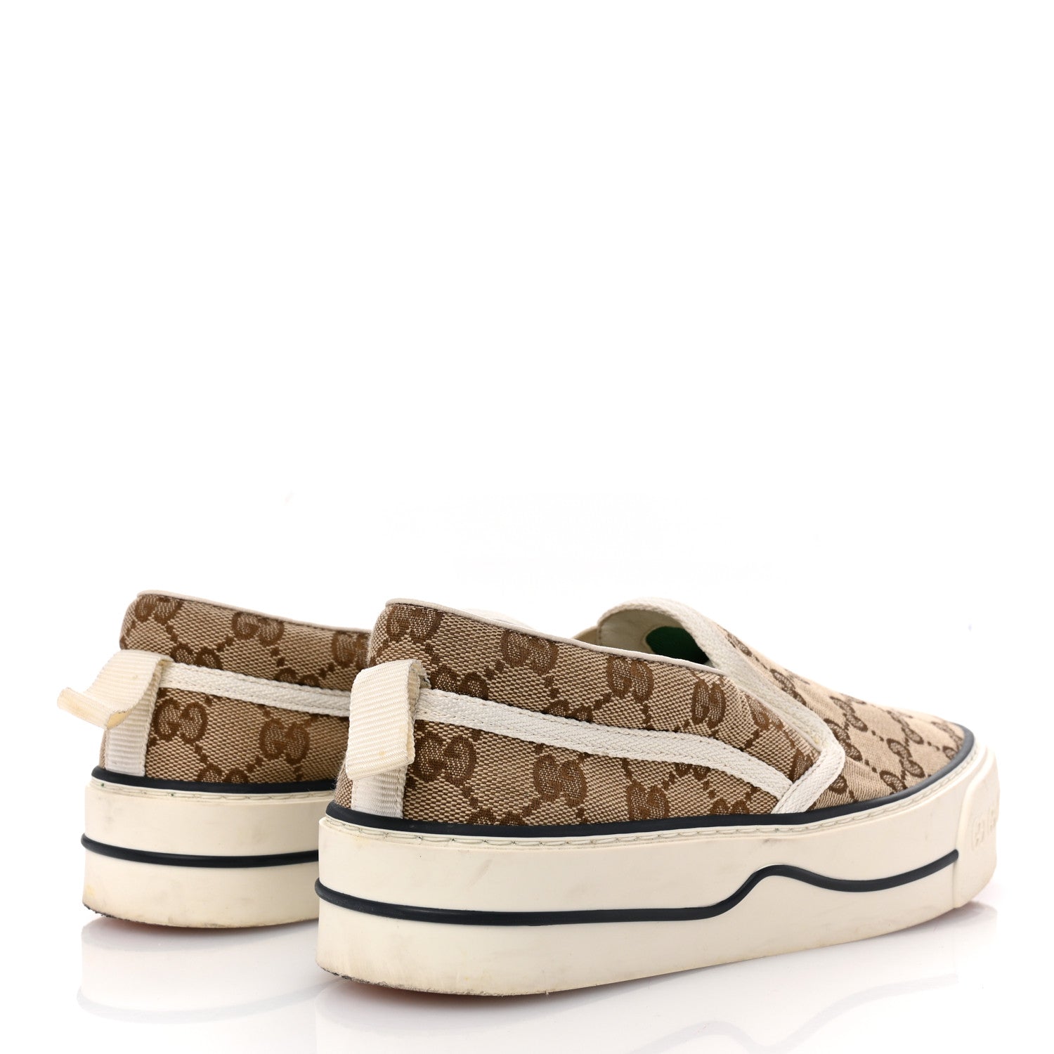 Gucci GG Monogram Womens 1977 Tennis Slip On 30mm Sneakers 39 Beige Ebony Mystic White 5 of 11