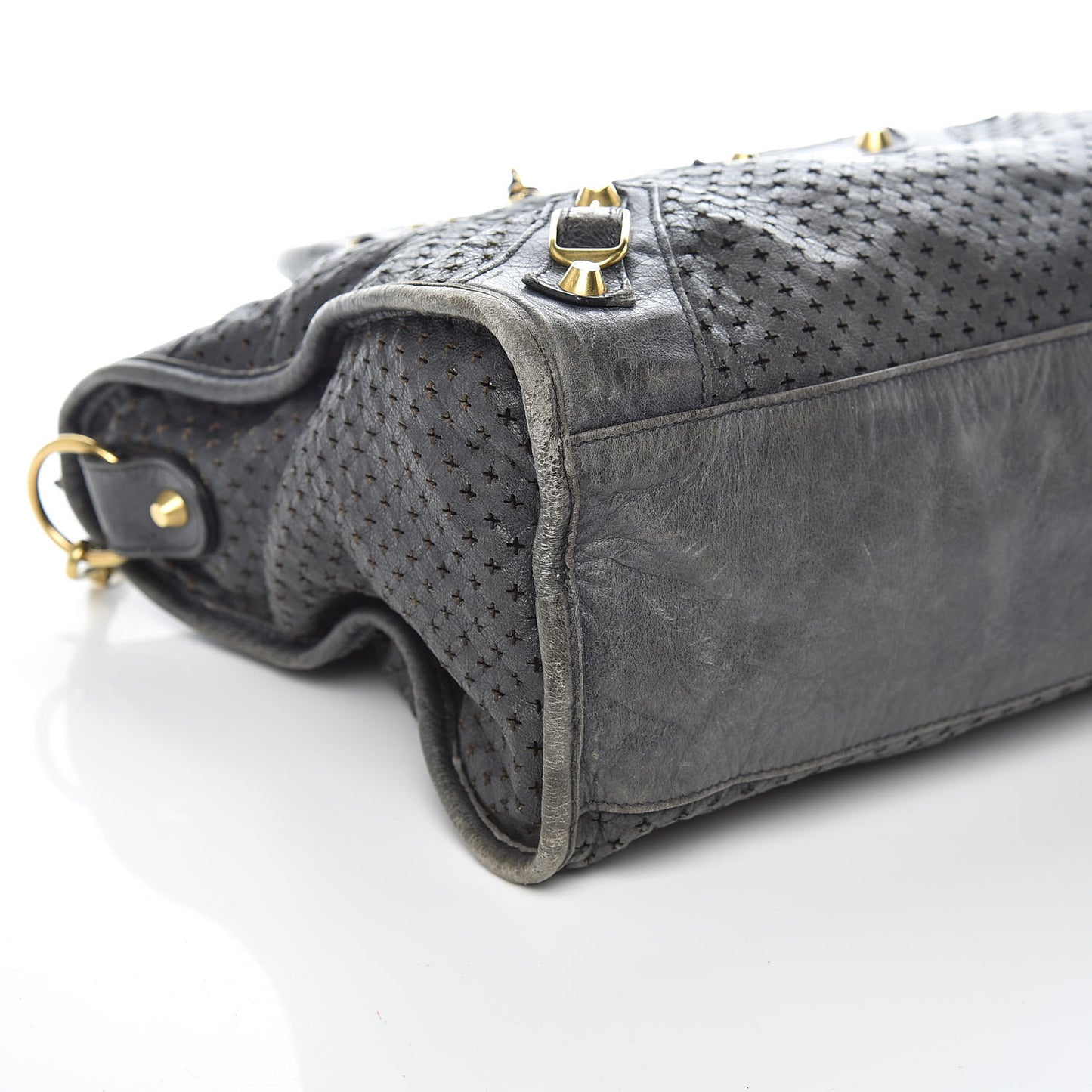 Agneau Laser Cut Cross Classic Gold Hardware City Grey