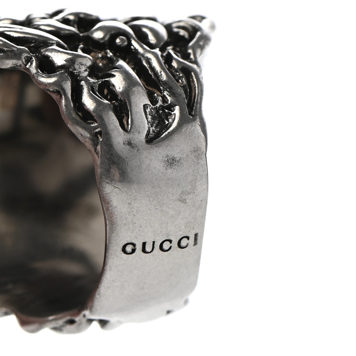 Palladium Lion Head Ring 19 8.75 Aged Silver