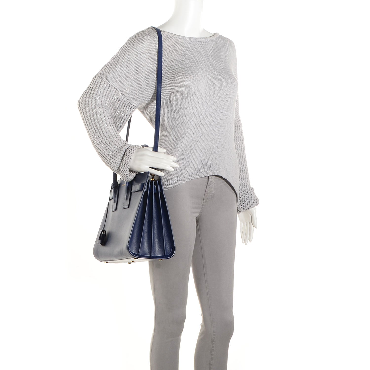Saint Laurent Leather Classic Sac De Jour Small Blue 2 of 9
