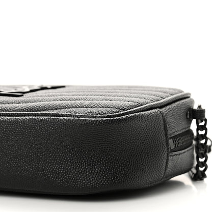 Saint Laurent Grain De Poudre Matelasse Monochrome Monogram Mini Lou Camera Bag Black 9 of 9