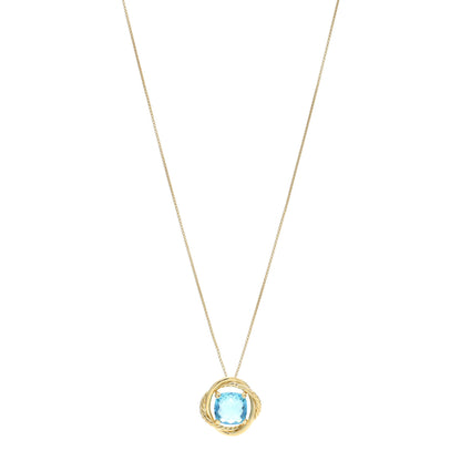 David Yurman 18K Yellow Gold Blue Topaz 11mm Infinity Pendant Necklace 1 of 5