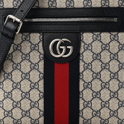 Gucci GG Supreme Monogram Textured Dollar Calfskin Web Small Ophidia Messenger Bag Beige Blue 8 of 11