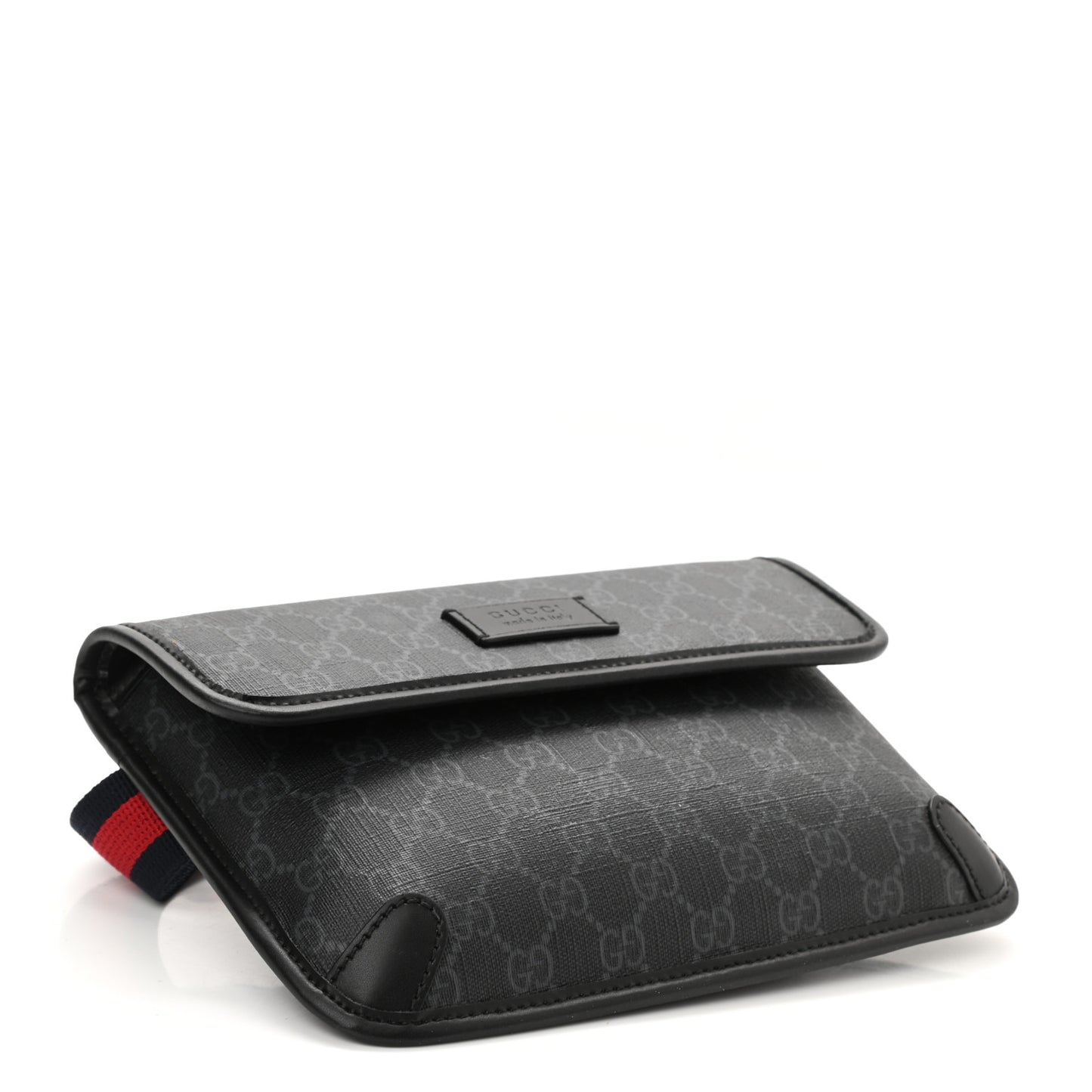 GG Supreme Monogram Web Slim Belt Bag Black Grey