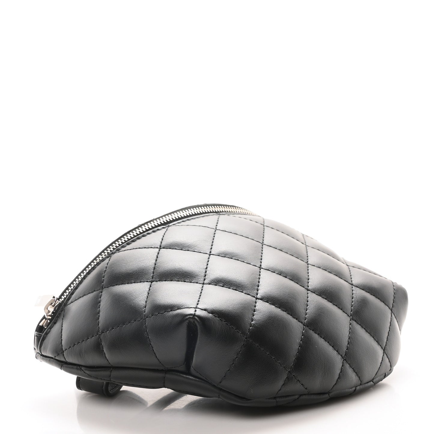 Lambskin Quilted Waist Belt Bag Black
