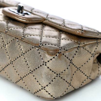 Chanel Metallic Lambskin Quilted Side Stitch Mini Rectangular Flap Gold 12 of 14