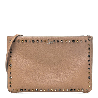 Christian Louboutin Calfskin Empire Trashmix Spike Loubiclutch Clutch Beige 1 of 9