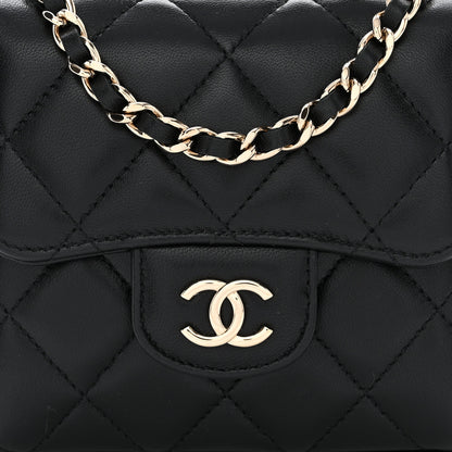 Chanel Lambskin Quilted Top Handle Flap Clutch With Chain Black 8 of 11